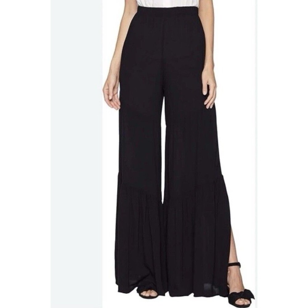 bb Dakota Bells Bottom Pants Size 4 Black Ruffle Flare Pull On Whimsygoth